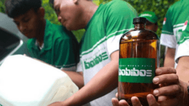 Bahan baku utama produkBobibos ini memanfaatkan limbah jerami sisa panen.