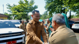 Bupati Purbalingga Fahmi Muhammad saat acara silaturahmi dan halal bihalal bersama masyarakat Dapil 5 di Pendopo Kecamatan Kejobong, Senin 13 April 2026.