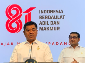 Wakil Menteri Sekretariat Negara Juri Ardiantoro menyampaikan hasil pemilihan dalam konferensi pers di Kantor Presiden, Jakarta, Senin 29 Juni 2026.